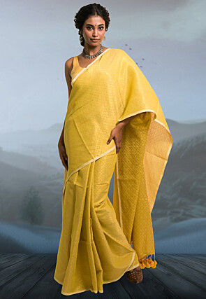 Handloom Cotton Saree in Yellow