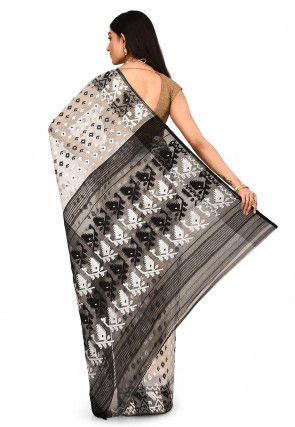 Handloom Cotton Silk Jamdani Saree in White