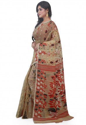 Handloom Cotton Silk Saree in Beige