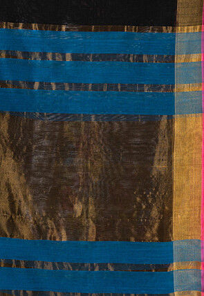 Handloom Cotton Silk Saree in Black and Blue