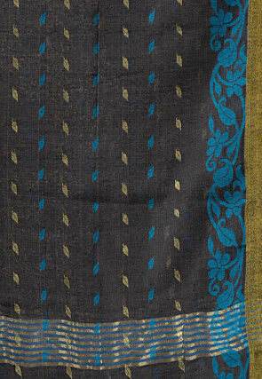 Handloom Cotton Silk Saree in Dark Grey