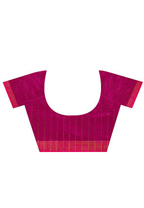 Handloom Cotton Silk Saree in Green and Magenta