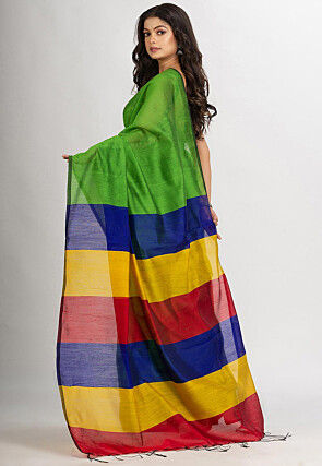 Handloom Cotton Silk Saree in Green