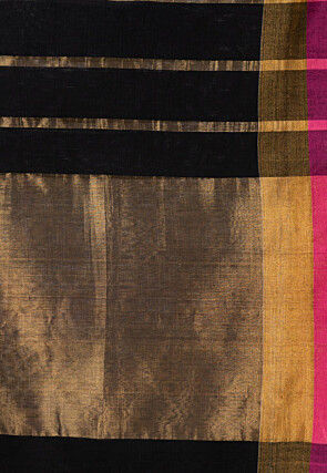 Handloom Cotton Silk Saree in Grey and Black