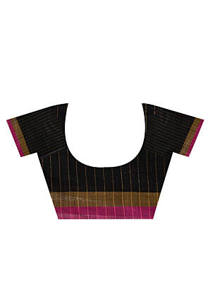 Handloom Cotton Silk Saree in Grey and Black