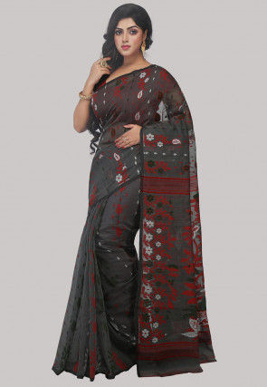 Handloom Cotton Silk Saree in Grey