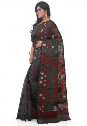 Handloom Cotton Silk Saree in Grey