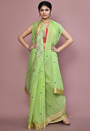 Handloom Cotton Silk Saree in Light Green
