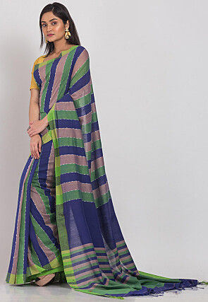 Handloom Cotton Silk Saree in Multicolor