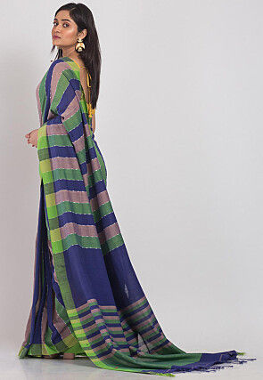Handloom Cotton Silk Saree in Multicolor