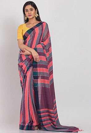 Handloom Cotton Silk Saree in Multicolor