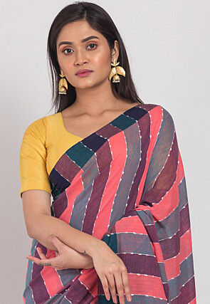 Handloom Cotton Silk Saree in Multicolor