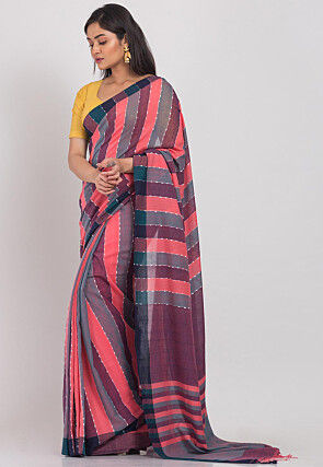 Handloom Cotton Silk Saree in Multicolor