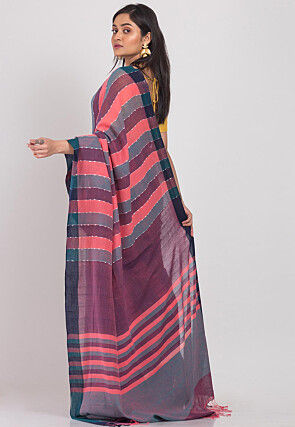 Handloom Cotton Silk Saree in Multicolor