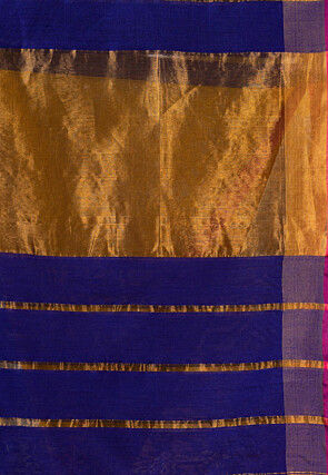 Handloom Cotton Silk Saree in Mustard and Royal Blue