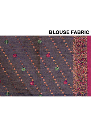 Handloom Cotton Silk Saree in Navy Blue