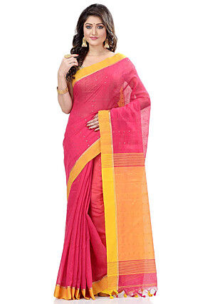 Handloom Cotton Silk Saree in Pink
