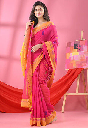 Handloom Cotton Silk Saree in Pink