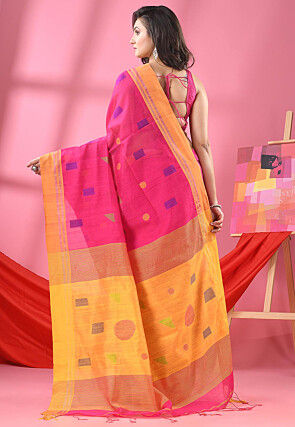 Handloom Cotton Silk Saree in Pink