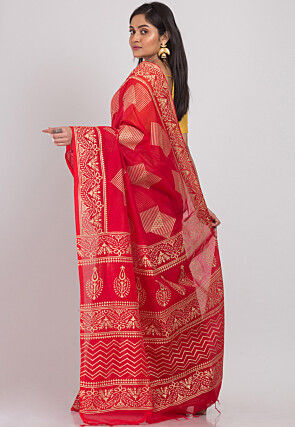 Handloom Cotton Silk Saree in Red