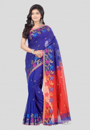 Handloom Cotton Silk Saree in Purple