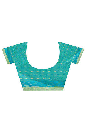 Handloom Cotton Silk Saree in Sky Blue