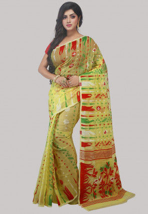 Handloom Cotton Silk Saree in Yellow