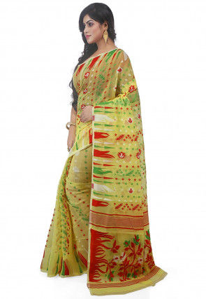 Handloom Cotton Silk Saree in Yellow