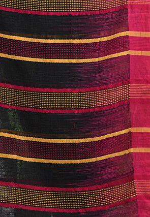 Handloom Cotton Slub Saree in Black