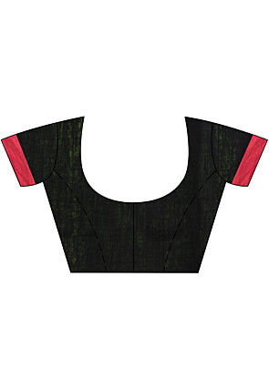 Handloom Cotton Slub Saree in Black