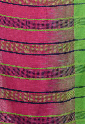 Handloom Cotton Slub Saree in Dark Pink