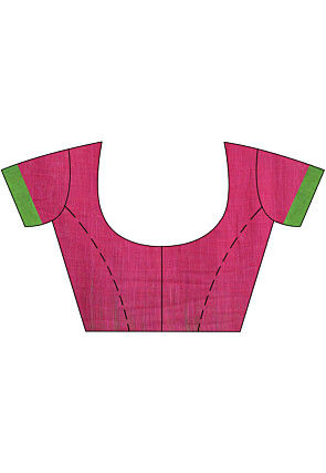 Handloom Cotton Slub Saree in Dark Pink