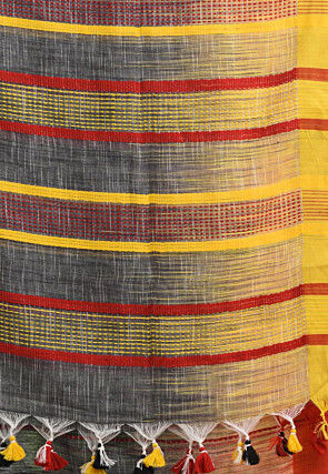 Handloom Cotton Slub Saree in Grey