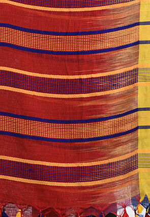 Handloom Cotton Slub Saree in Red