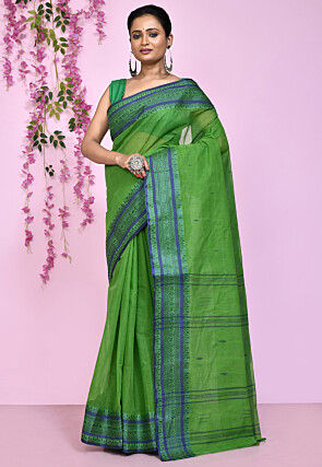 Pure soft silk saree parrot green and deep maroon with box type zari w –  Prashanti Sarees