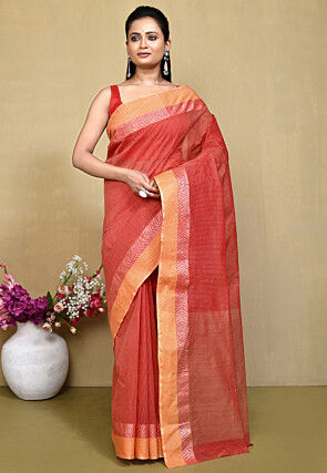 Printed Casual Wear Red Cotton Saree, 6 m at Rs 257 in Kolkata | ID:  27162765630