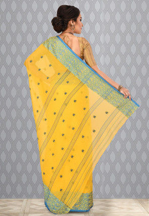 Handloom Cotton Tant Saree in Yellow