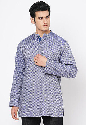Handloom Handloom Cotton Short Kurta in Blue