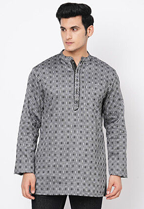 Handloom Handloom Cotton Short Kurta in Grey