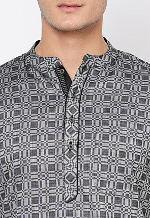 Handloom Handloom Cotton Short Kurta in Grey