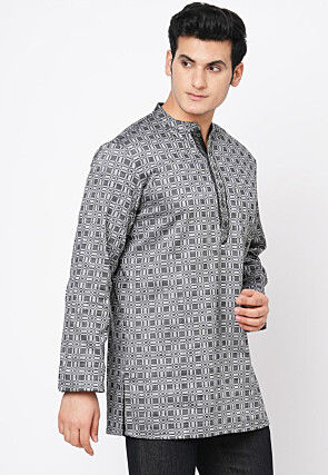 Handloom Handloom Cotton Short Kurta in Grey
