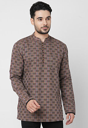 Handloom Handloom Cotton Short Kurta in Multicolor