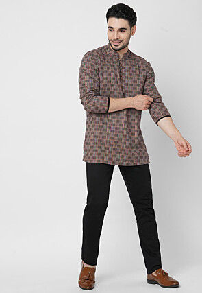Handloom Handloom Cotton Short Kurta in Multicolor