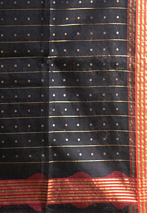 Handloom Jamdani Art Silk Saree in Black