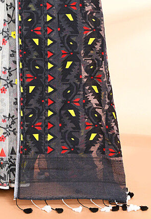 Handloom Jamdani Cotton Silk Saree in Off White