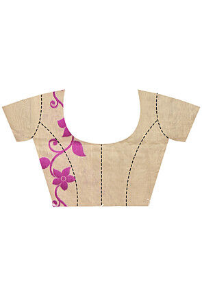 Handloom Pure Cotton Dhakai Jamdani Saree in Beige