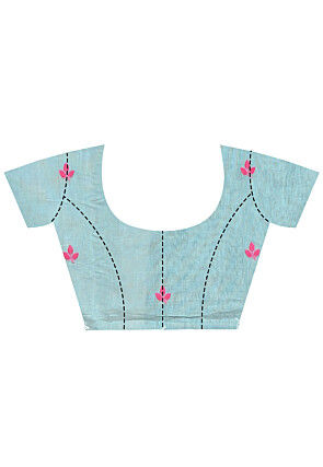 Handloom Pure Cotton Dhakai Jamdani Saree in Dusty Blue