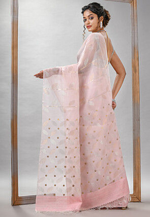 Handloom Jamdani Pure Matka Silk Saree in Baby Pink