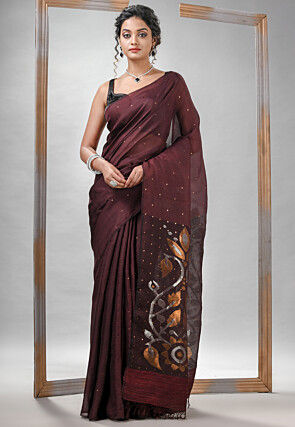 Handloom Jamdani Pure Matka Silk Saree in Maroon