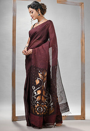Handloom Jamdani Pure Matka Silk Saree in Maroon